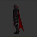 Detailed Dark Spiked Fantasy Armor With Red Cape And Intricate Design