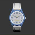 Casual Style Watch With White Strap Blue Case And White Dial Numerical Markers