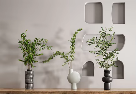Modern Vase Flower Art 3d model