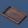 Elegant Brown Wooden Serving Tray With Rectangle Shape For Daily Home Use 3d model