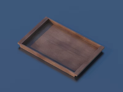 Elegant Brown Wooden Serving Tray With Rectangle Shape For Daily Home Use 3d model