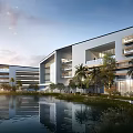Modern Office Building Multi-storey Office Building School 3d model