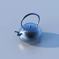 Modern Stylish Silver Metallic Kettle With Rounded Body And Curved Handle