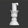 Ornate Carved Vintage Candlestick With Burning Candle On Dark Background