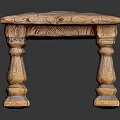 Carved Wooden Table Furniture with Intricate Leg Design and Decorative Surface