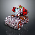 Metallic Utility Vehicle With Red Accents Green Top And Textured Wheels