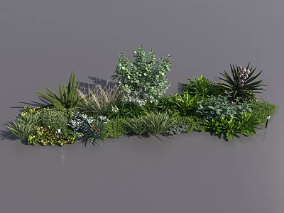 Garden Flowers And Green Plants With Mixed Foliage Diverse Shapes And Lush Greenery 3d model