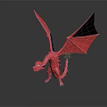 3D Fantasy Dragon Model With Spread Wings Detailed Wing Texture And Standing Pose