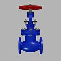 Industrial Pipeline Valve With Blue Body And Red Control Wheel