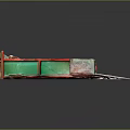 Red And Green Dump Truck Model With Open Bed And Soil Stones Wood Debris