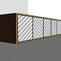 Wooden TV Stand With Geometric Striped Panel Design For Modern Home Furniture