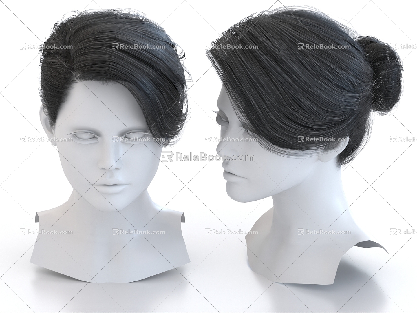 Hair Hairstyle Wig Long Hair 3d model