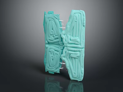 Teal Scene Component With Intricate Textured Layers And 3D Structural Design 3d model