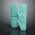 Teal Scene Component With Intricate Textured Layers And 3D Structural Design