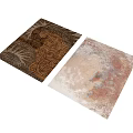 Stylish Square Rugs Featuring Intricate Brown Patterns And Abstract Orange White Designs 3d model