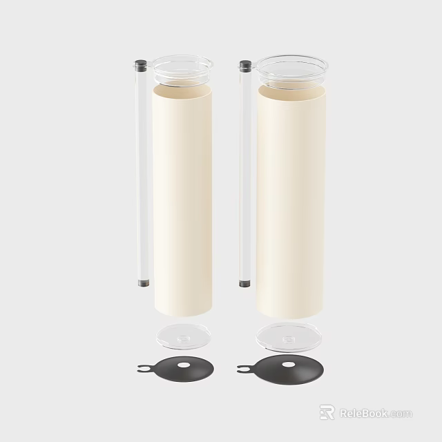 White Cylindrical Equipment With Transparent Lids Black Bases And Hooks 3d model 