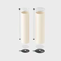 White Cylindrical Equipment With Transparent Lids Black Bases And Hooks