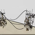 Ancient Style Iron Art Decorative Ornament Set With Small Hanging Sculptural Elements