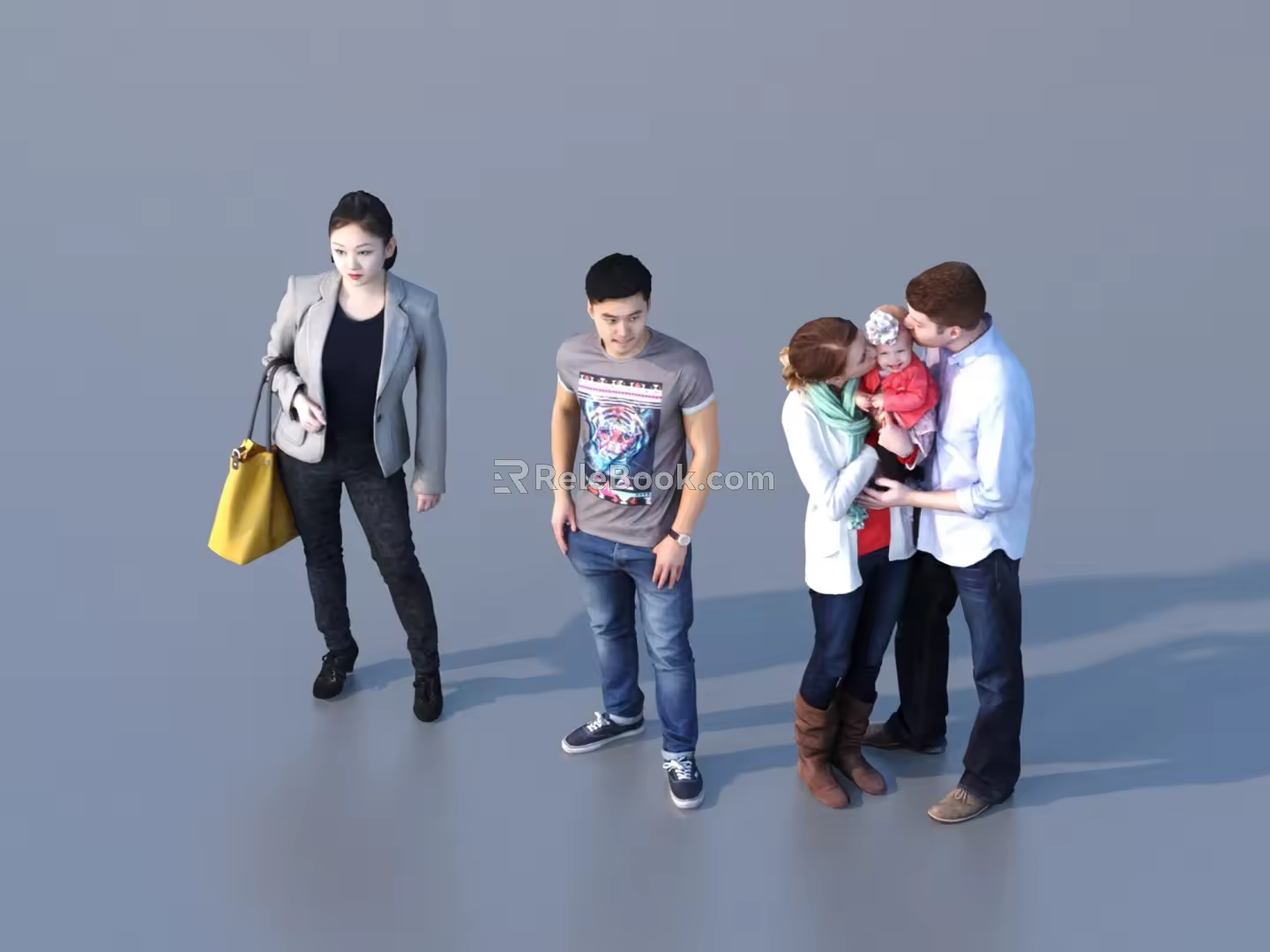 Men and women with multiple characters 3d model