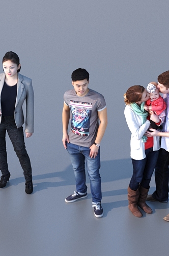 Men and women with multiple characters 3d model