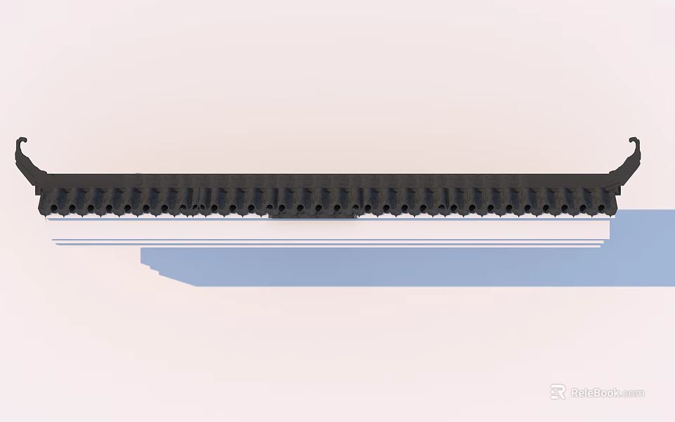 Building Exterior Wall Design With Decorative Top Edge And Light Colored Layered Surface 3d model