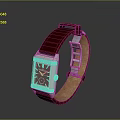 Stylish Red Leather Strap Wristwatch With Square Dial And Digital Screen