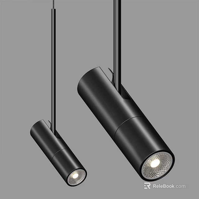 Modern Black Pendant Lights With Cylindrical Shape And Minimalist Design 3d model 