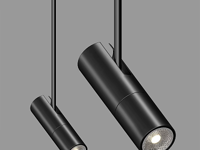 Modern Black Pendant Lights With Cylindrical Shape And Minimalist Design 3d model