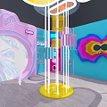 Interactive Transparent Glass Booth With Colorful Neon Decorations And Cartoon Characters 3d model