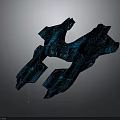 Black And Blue Irregular Structural Components With Abstract Design Features