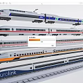 Variety Of High Speed Train Models On Tracks 3d model