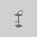 Modern Bar Stool Design With Black Leather Seat And Wooden Backrest
