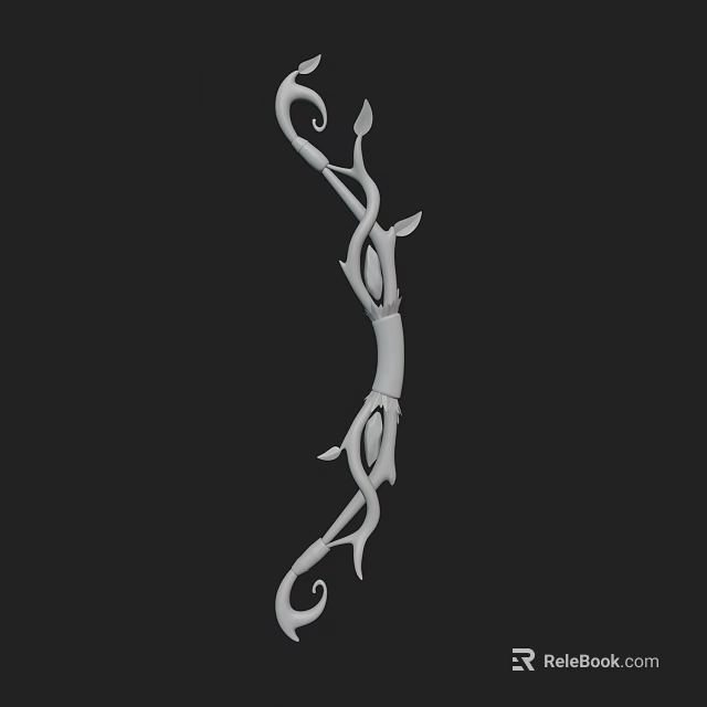 Artistic Weapon With Curved Vine Design And Intricate Leaf Details 3d model 