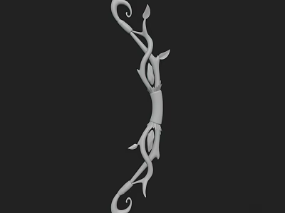 Artistic Weapon With Curved Vine Design And Intricate Leaf Details 3d model