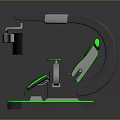 Futuristic Modern Chair Featuring Sleek Black Body Green Accent Lines And Sturdy Base