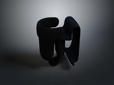 Unique Black Household Item with Modern Abstract Curved Design for Home Decor 3d model