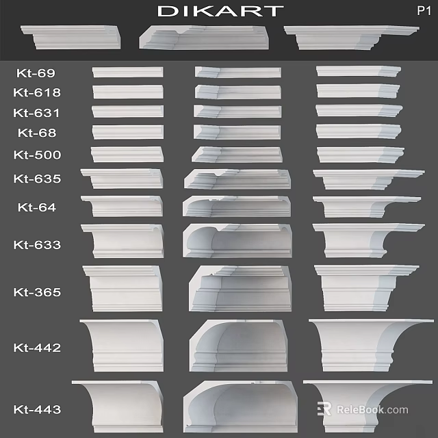 Collection Of Decorative Architectural Components With Various Profiles And Model Numbers 3d model 