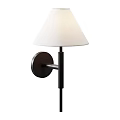Contemporary Wall Lamp For Home Interior With White Conical Shade And Dark Metal Frame