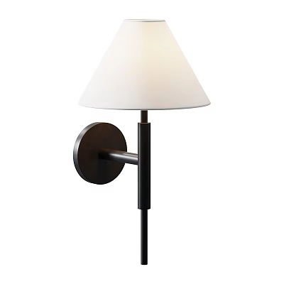 Contemporary Wall Lamp For Home Interior With White Conical Shade And Dark Metal Frame 3d model