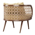 Wooden Rattan Chair Rattan Dining Chair 3d model