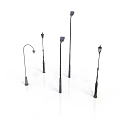 Various Street Lamp Designs With Metal Poles And Classic Lamp Heads