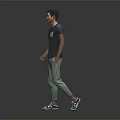 Man In Dark Blue T Shirt Light Green Pants White Shoes Standing