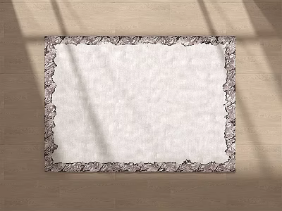 Square Carpet With White Center And Intricate Dark Decorative Border For Living Room Floor 3d model