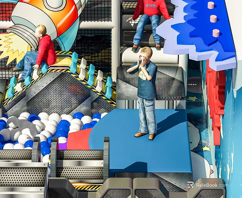 Commercial Playground Equipment With Slides Climbing Structures For Children Safe Play 3d model 
