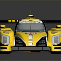 Yellow Racing Car With Streamlined Design Sponsor Logos Number 29 And Shiny Exterior