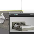 Modern Double Bed With Upholstered Headboard Soft Gray Bedding And Decorative Pillows 3d model
