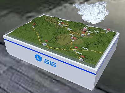 Commercial Equipment With GIG Logo Displaying Terrain Model Roads And Red Markers 3d model
