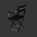 Black Director Folding Chair With Wooden Frame And Canvas Seat For Studio Use