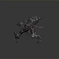 3D Rendered Game Movie Character Mechanical Creature With Metallic Black Red Sci Fi Aggressive Design
