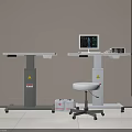 White Medical Equipment Workstation With Display Screen Stool And Small Case